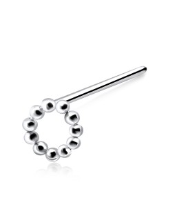 Balls Ring Shaped Silver Straight Nose Stud NSKA-49